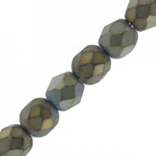 Czech Fire polished faceted glass beads 4mm Jet matted brown iris